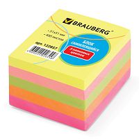Блок самоклеящийся (стикеры), BRAUBERG, НЕОНОВЫЙ, 51х51 мм, 400 листов, 5 цветов, 122857 | код 122857 | BRAUBERG