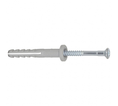 Дюбель-гвоздь 6х40/10 N F цилиндрический бортик, нейлон | код 513843 | Fischer