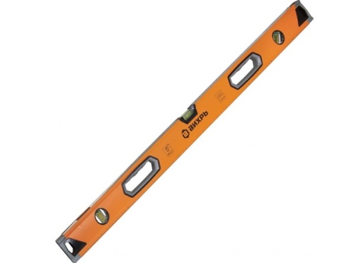 Уровень алюминиевый Усиленный 1000 мм 3 глазка (1 зеркальный) двухкомпонентные рукоятки | код 73/11/4/12 | Вихрь