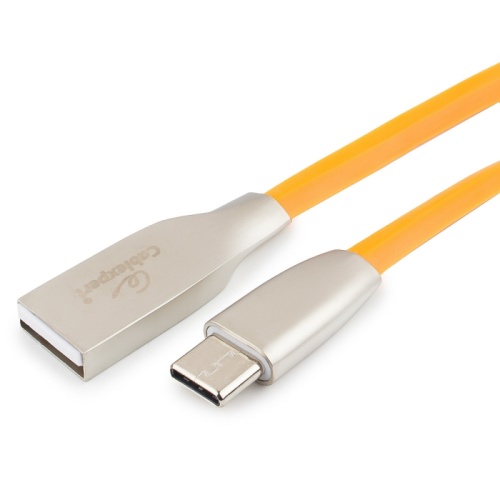 Кабель USB 2.0 Cablexpert CC-G-USBC01O-1M, AM/Type-C, серия Gold, длина 1м, оранжевый, блистер | код CC-G-USBC01O-1M | Cablexpert