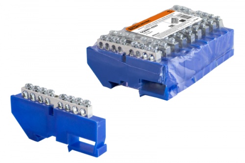 Шина N нулевая с изолятором на DIN-рейку 6x9мм стойка бол. 8 групп никелированная TDM | код SQ0801-0327 | TDM