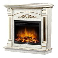 Портал для камина Barocco 30 шпон белый дуб с золотой патиной | код Barocco 30 WOG | Firelight