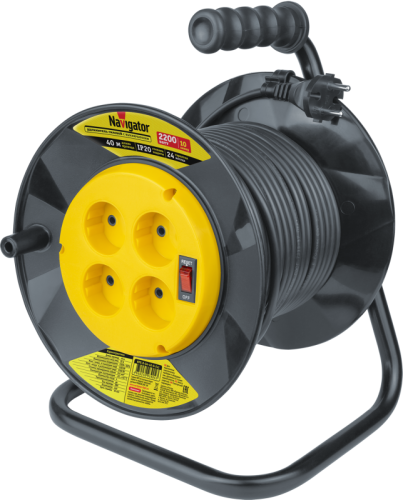 Удлинитель на катушке 4х40м без заземл. 93 904 NPE-R-04-40-X-2х1 | код 93904 | NAVIGATOR