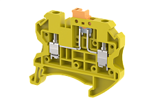 Клемма проходная винтовая 4 мм2, с размыкателем, на 2 подключения, желтая TQK4-YELLOW | код 1203120004 | Elmex