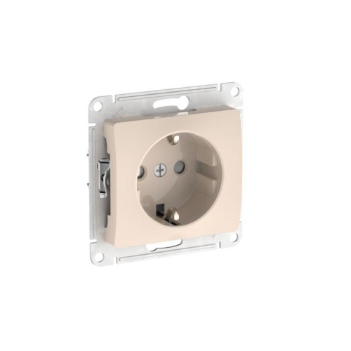 GLOSSA РОЗЕТКА с заземлением со шторками, 16А, быстрозажимные клеммы, БЕЖЕВЫЙ | код GSL000245S | Systeme Electric