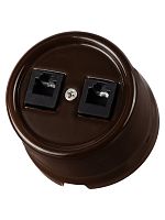 Розетка двойная телефонная RJ11 коричневая «Болонь» TDM | код SQ1820-0450 | TDM