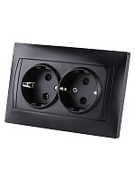 Розетка двойная 2П+З 16А 250В графит Лама TDM | код SQ1815-0625 | TDM