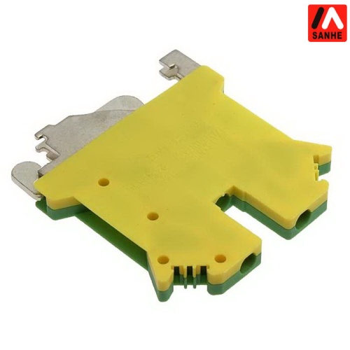 Клеммная колодка на DIN-рейку SANHE SHUKT3N, UL/IEC, 65 А, 2000 В, 24-12 AWG, PA66, корпус желто-зеленый | код 105935 | Sanhe