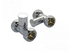 Комплект вентилей для полотенцесушителя прямой г/г 1'х1' с круглой ручкой хром | код 4627201606303 | ДВИН