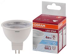Лампа светодиодная LED 4Вт GU5.3 4000К 300лм 230V FR MR16 (замена 50Вт) OSRAM LS | код 4058075480438 | LEDVANCE