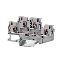 Клемма двухуровневая, зажим push-in, 4 точки подключения, 4 кв.мм, серая | код VPRTT-4-GY | DKC