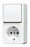 Розетка штепсельная SCHUKO накладная с универсальным выключателем | код. 676AWW | JUNG