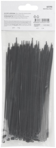 Хомуты нейлоновые, черные для проводов 100шт., 150х2,5мм | код 60390 | FIT фото 4