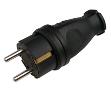 Вилка прямая с заземлением каучук 16А IP44 черная 9210 IN HOME | код 4690612010236 | IN HOME