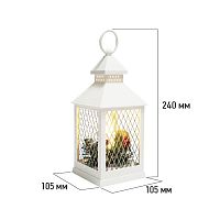 Фонарь декоративный со свечкой бел. корпус 10.5х10.5х24см тепл. бел. | код 513-042 | Neon-Night
