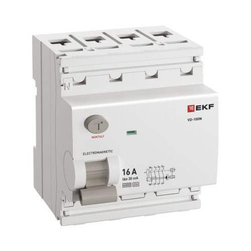 Выключатель дифференциального тока ВД-100N 4P 16А 30мА тип A эл-мех 6кА PROXIMA EKF | код E1046MA1630 | EKF фото 3 Выключатель дифференциального тока ВД-100N 4P 16А 30мА тип A эл-мех 6кА PROXIMA EKF | код E1046MA1630 | EKF фото 3