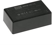 Источник питания AC-DC, 45Вт, вход 80…264В AC, 47…63Гц / 113…370В DC, выход 12В/3750мА, КПД 91.5%, ток утечки <100мкА/264В AC, изоляция 4000В AC, в корпусе 109х52х33.5мм, -30…+80С, клем. колодка | код MPM-45-12ST | MeanWell