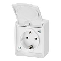 HERMES - Розетка 2P+E, 16A/250V, с крышкой, IP44, белый | код 0324-02 | Elektro-plast Nasielsk