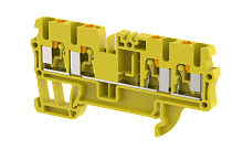 Клемма проходная PUSH-IN 2,5 мм2, на 4 подключения, желтая PQ2.5-2X2-YELLOW | код 3102060004 | Elmex
