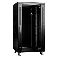 Cabeus SH-05C-22U60/80-BK Шкаф монтажный телекоммуникационный 19 напольный для распределительного и серверного оборудования 22U 600x800x1166mm (ШхГхВ) передняя стеклянная и задняя сплошная металлическая двери, ручка с замком, цвет черный (RAL 9004) Код то