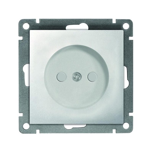 Розетка одноместная UNIVersal серия Афина б/з, с/у, з/ш, 16А, 220В, серебро (еврослот), механизм | код A0047-S | Universal