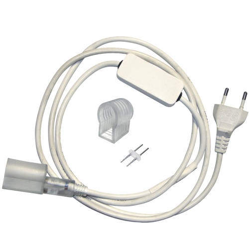 Установочный набор для одностороннего Гибкого неона 15х26мм (шнур питания каучук с диодным мостом и вилкой, заглушка, переходная муфта, игла) 1,5м | код 134-504 | NEON-NIGHT