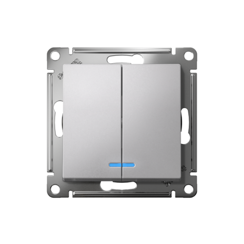 ATLASDESIGN 2-клавишный ВЫКЛЮЧАТЕЛЬ с подсветкой ,сх.5а, 10АХ,мех., быстрозажимные клеммы, АЛЮМИНИЙ | код ATN000353S | Systeme Electric фото 2