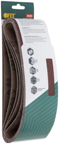 Ленты шлифовальные бесконечные, водостойкие, на тканевой основе, 5 шт, 75х533 мм Р 60 | код 39693 | FIT фото 3