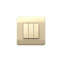 (NEW3-E) Переключатель 3-клавишный 10А, шампань | код 431508 | CHINT