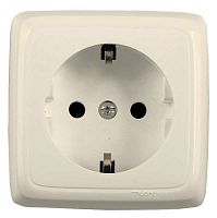Розетка наружная с заземлением с изоляционной пластиной со шторками слоновая кость | код РА16-114-01 | HEGEL