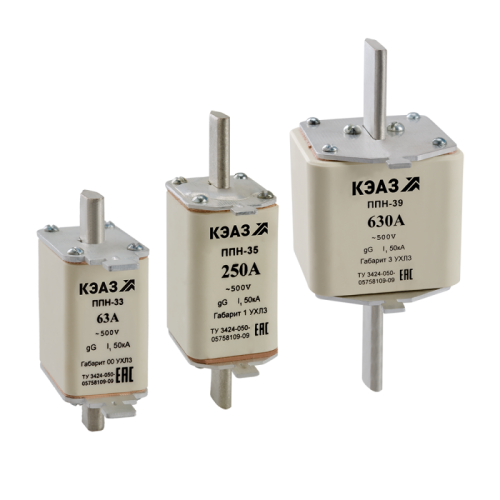 Вставка плавкая ППН-39-X0-3-63А-УХЛ3-КЭАЗ (3 шт.) КЭАЗ | код 244936 | КЭАЗ