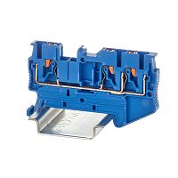 Клемма проходная, зажим push-in, 3 точки подключения, 2.5 кв.мм, синяя | код VPR-2.5-TWIN-BU | DKC