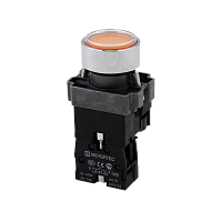 Кнопка плоская желтая с подсветкой, 220V AC/DC, 1NO, IP67, металл MTB2-BWF3561 | код 132654 | MEYERTEC