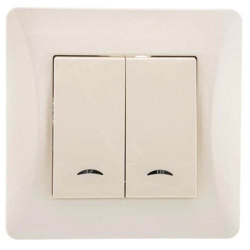 Выключатель 2-кл. СП Ugra 10А 250В с индикацией механизм беж. | код С11В28-003 | GUSI