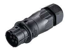 Розеточный разъем на кабель диам. 13-18 мм, IP68(69k), 7 полюсов, винтовая фиксация провода, номинальные характеристики: 250/400V, 20A, цвет: черный, серия RST Classic | код 96.071.4553.1 | Wieland