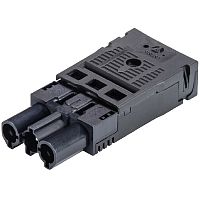 Вилочный разъем на кабель диам. 7,8 - 10,3 мм, 3 полюса, пружинная фиксация, номинальное напряжение: 250V, номинальный ток: 20A, цвет корпуса: черный, цвет контактной вставки: черный, серия gesis GST18i3 | код 92.934.0053.1 | Wieland