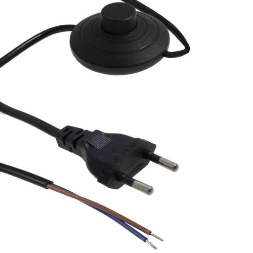 Шнур сетевой 2-х полюсный с напольный переключателем-кнопкой RUICHI, вилка прямая CEE7/16 - без оконцевания, 2.5 м, 2x0.75 мм2, чёрный | код 112951 | Ruichi Шнур сетевой 2-х полюсный с напольный переключателем-кнопкой RUICHI, вилка прямая CEE7/16 - без оконцевания, 2.5 м, 2x0.75 мм2, чёрный | код 112951 | Ruichi