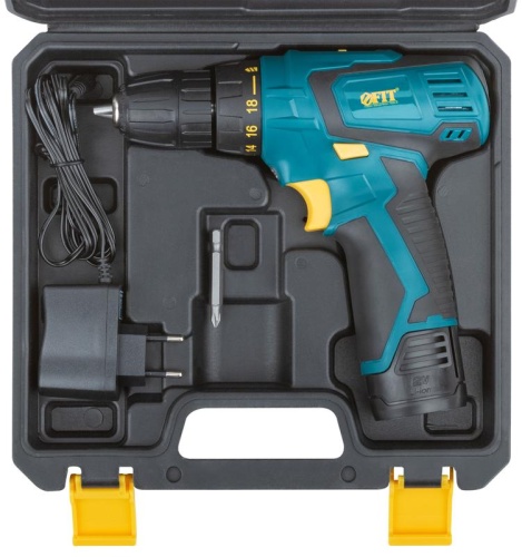 Дрель-шуруповерт аккумуляторная 12В 0-350/1100об/мин 20Нм 2 (Li-Ion) 1.3А.ч FIT 80181 фото 7