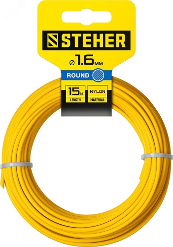 Леска для триммера круг, 1.6 мм, 15 м | код 75001-1.6 | Steher