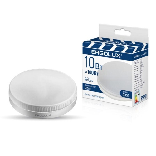 Лампа светодиодная LED-GX53-10W-GX53-6K 10Вт GX53 6500К 180-240В ПРОМО Ergolux 15561 Лампа светодиодная LED-GX53-10W-GX53-6K 10Вт GX53 6500К 180-240В ПРОМО Ergolux 15561