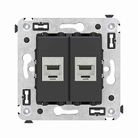 Компьютерная розетка RJ-45 без шторки в стену, кат.6А двойная экранированная, Avanti, Черный матовый | код 4412774 | DKC