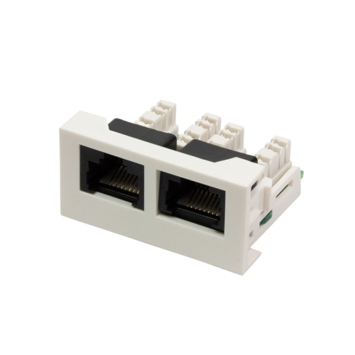 Вставка Mosaic 22.5x45 2xRJ45 Cat.6, белая | код LAN-WA-LP-2x45/6-WH | LANMASTER Вставка Mosaic 22.5x45 2xRJ45 Cat.6, белая | код LAN-WA-LP-2x45/6-WH | LANMASTER