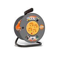 Удлинитель на катушке 4х20м с заземл. 6А IP44 ВЕМ-250 термо ПВС 3х0.75 розетки с защ. шторками UNIVersal 1679