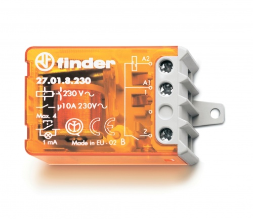 Шаговое электромеханическое реле, 2NO 10А, 3 состояния, контакты AgNi, питание 230В АC, монтаж в коробке, фланец, степень защиты IP20 | код 270682300000 | FINDER