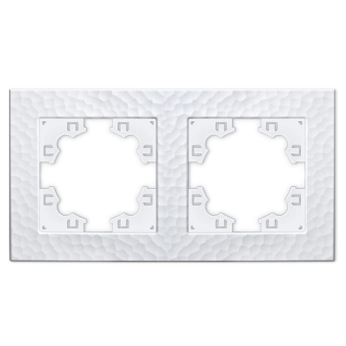 Рамка фактурная 2 поста универсальная UNIVersal Афина белая (еврослот) | код A10044 | Universal