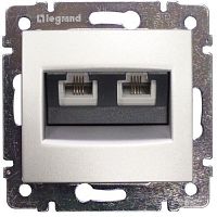 VALENA Розетка телефонная RJ11х2 алюминий | код 770139 | Legrand