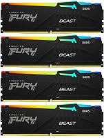 Память DDR5 4x32GB 5600MHz Kingston KF556C40BBAK4-128 Fury Beast Black RGB RTL Gaming PC5-44800 CL40 DIMM 288-pin 1.25В dual rank с радиатором Ret | код 2011196 | Kingston