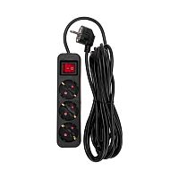 Удлинитель STANDARD 3 гнезда, 5м, 3х1,0мм?, с/з, с выключателем, черный REXANT | код 13-4020 | REXANT