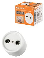 Розетка TV+R проходная белая «Болонь» TDM | код SQ1820-0056 | TDM