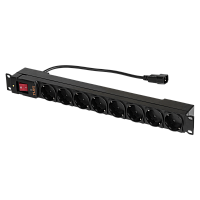 Блок электрических розеток TLK, 19 на 8 гнезд с фильтром, 10А, c шнуром питания с разъемом IEC320 C14, пластиковый корпус | код TLK-RS08P2-BK | TLK